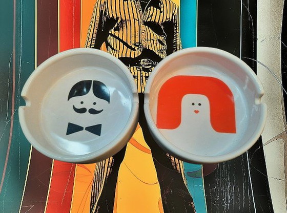 Image 1 of 2X 1970s Collectors Item Waechtersbach Ashtrays Man And Woman