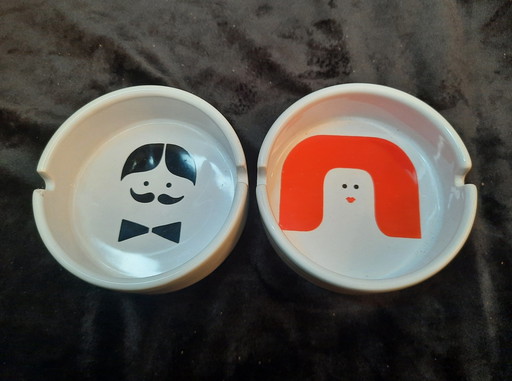 2X 1970s Collectors Item Waechtersbach Ashtrays Man And Woman