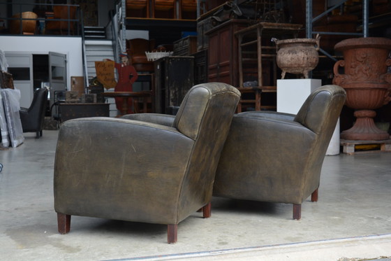 Image 1 of 2 X Sheep Leather Armchairs