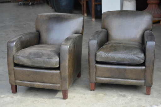 2 X Sheep Leather Armchairs