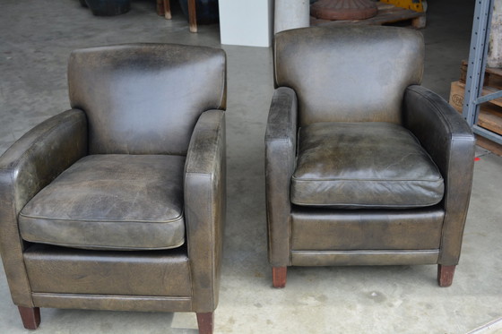 Image 1 of 2 X Sheep Leather Armchairs