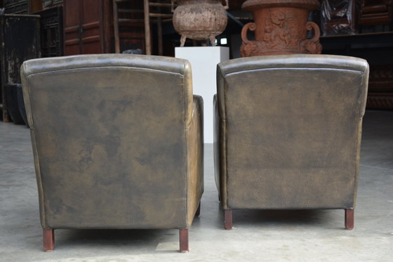 Image 1 of 2 X Sheep Leather Armchairs