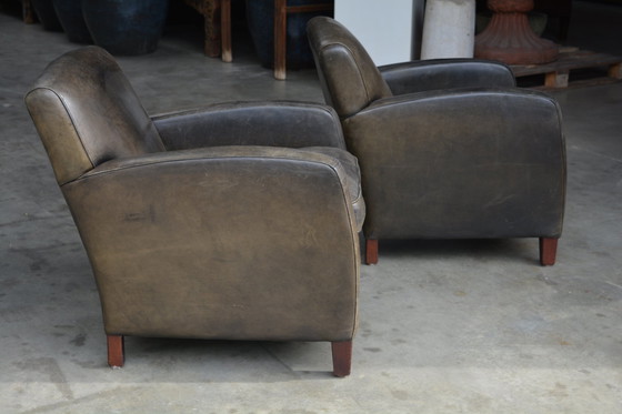 Image 1 of 2 X Sheep Leather Armchairs