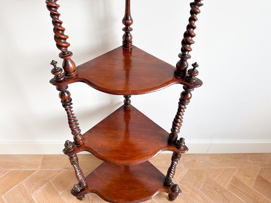 Image 1 of Antique Mahogany Corner Shelf | Display Shelving Unit