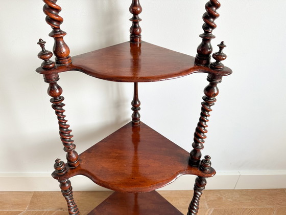 Image 1 of Antique Mahogany Corner Shelf | Display Shelving Unit