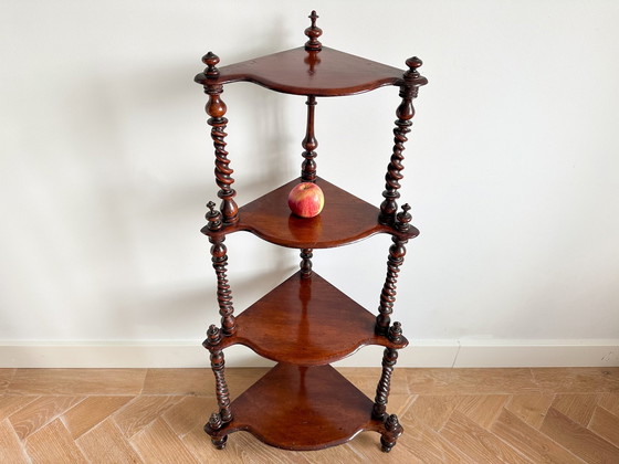 Image 1 of Antique Mahogany Corner Shelf | Display Shelving Unit