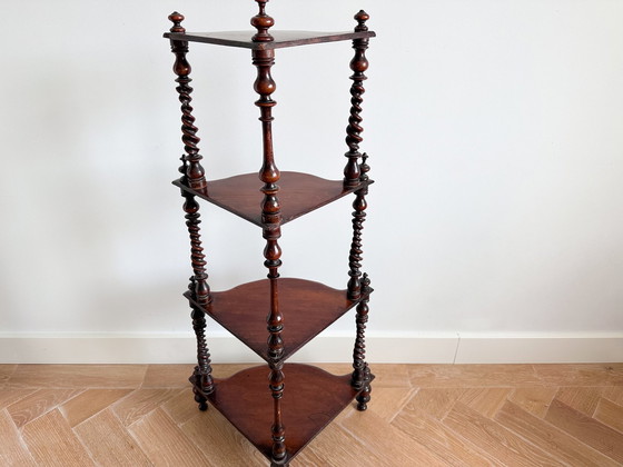 Image 1 of Antique Mahogany Corner Shelf | Display Shelving Unit