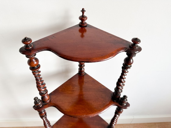 Image 1 of Antique Mahogany Corner Shelf | Display Shelving Unit