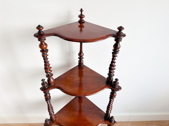 Image 1 of Antique Mahogany Corner Shelf | Display Shelving Unit