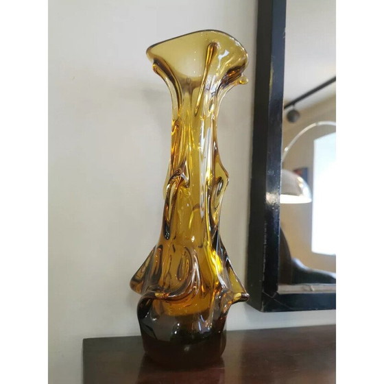 Image 1 of Vintage structured glass vase for Zabkowice Steelworks, Poland 1970
