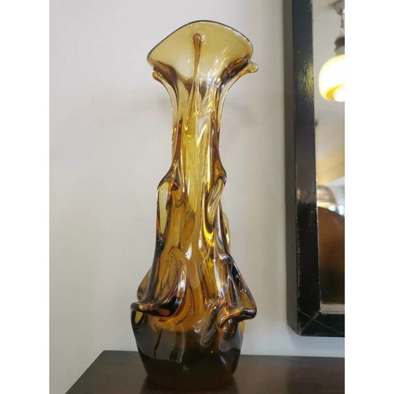 Image 1 of Vintage structured glass vase for Zabkowice Steelworks, Poland 1970