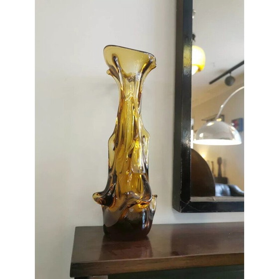 Image 1 of Vintage structured glass vase for Zabkowice Steelworks, Poland 1970