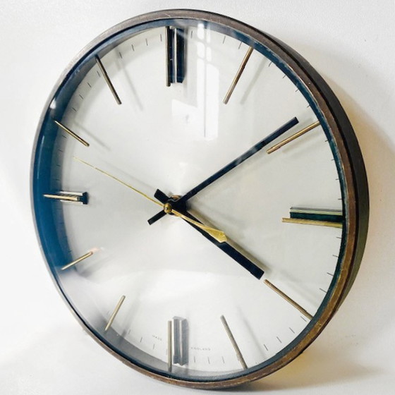 Image 1 of Vintage mid-century Metamec wall clock metallic gold