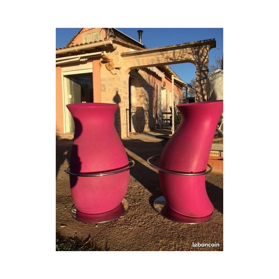 Image 1 of Pair of vintage Memphis design bar stools from the 1980s