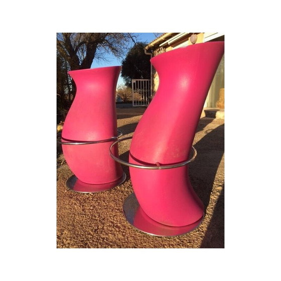 Image 1 of Pair of vintage Memphis design bar stools from the 1980s