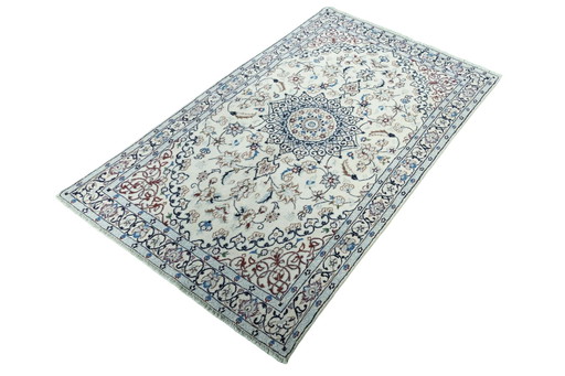 Hand Knotted Nain Carpet With Silk - 184 X 112 Cm