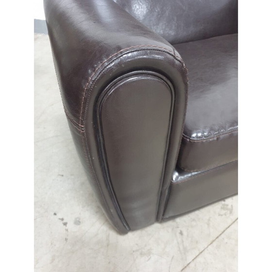Image 1 of Pair of vintage "Club" armchairs in black leather, Europe 1970
