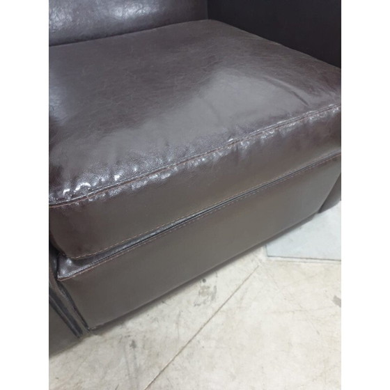 Image 1 of Pair of vintage "Club" armchairs in black leather, Europe 1970