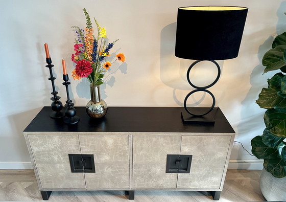 Image 1 of Sideboard Of Oak With Leather And Steel Leg