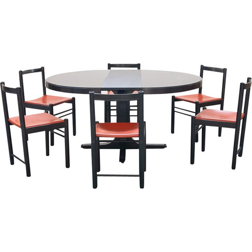 Vintage beech dining set, Italy 1980