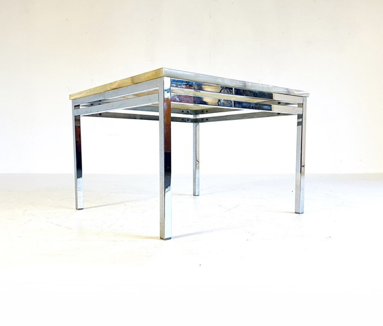 Image 1 of Chrome & Onyx Side Table '70