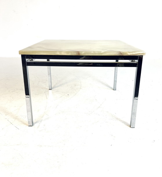 Image 1 of Chrome & Onyx Side Table '70