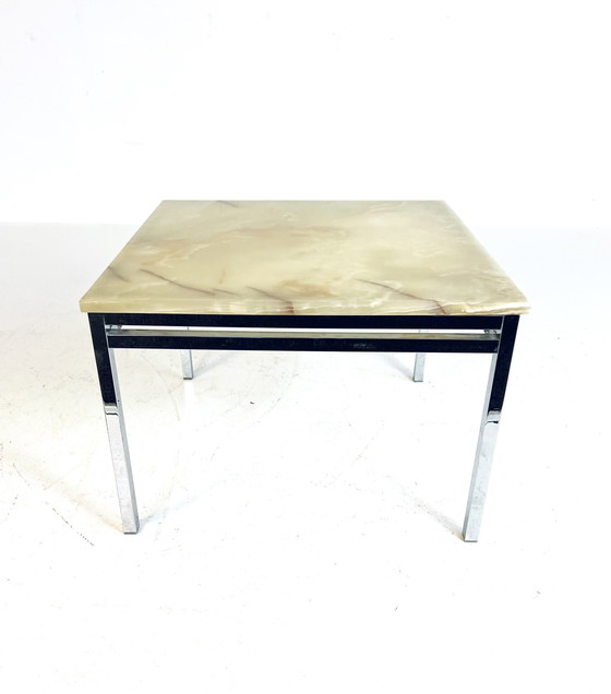 Image 1 of Chrome & Onyx Side Table '70