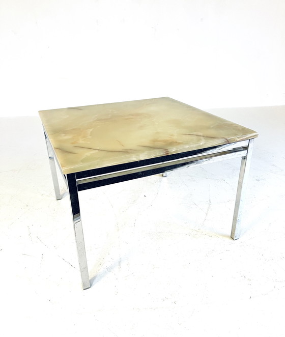 Image 1 of Chrome & Onyx Side Table '70