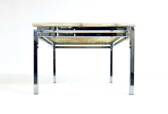 Image 1 of Chrome & Onyx Side Table '70