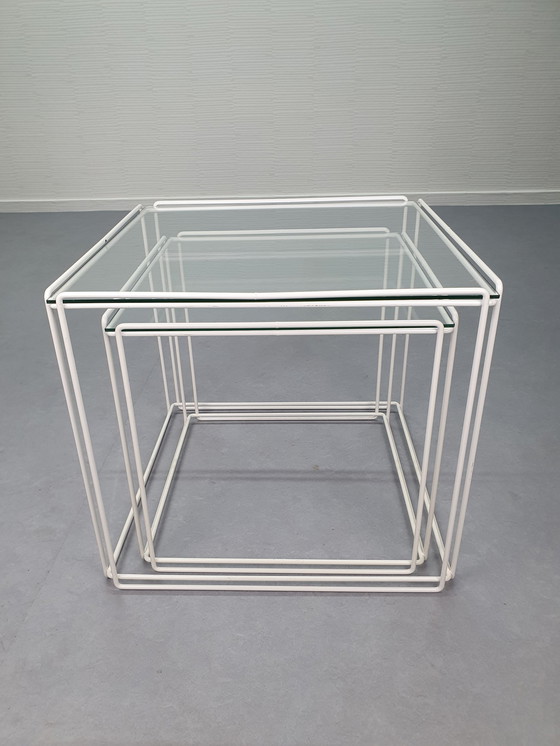 Image 1 of Max Sauze Side Table. Vintage Coffee Table 'Isocele' White.