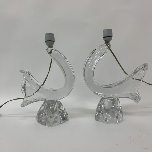 2x Daum Table Lamps Crystal - 1950s, France