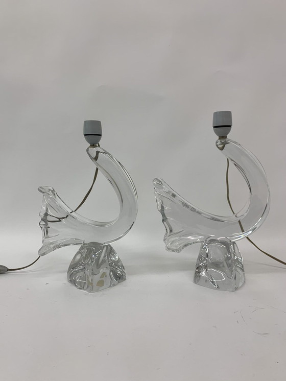 Image 1 of 2x Daum Lampes de table cristal - 1950s, France