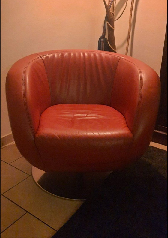 Image 1 of Koinor Design swivel armchair Pearl leather burgundy red