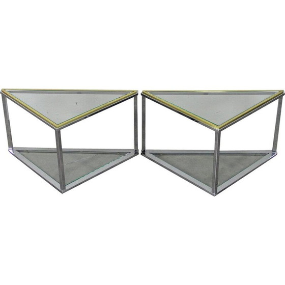 Image 1 of Pair of vintage glass coffee tables, 1970