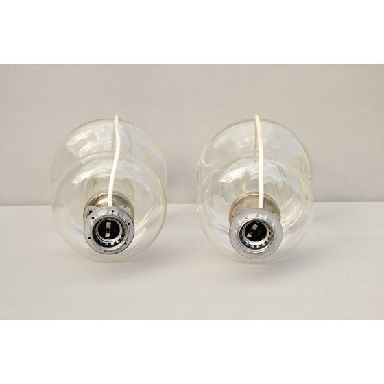 Image 1 of Pair of vintage glass and textile table lamps by Ingo Maurer for Design M, 1960s