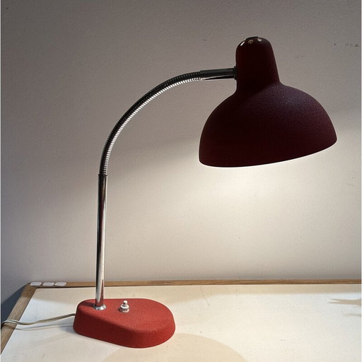 Lampada Aluminor vintage rossa e argento