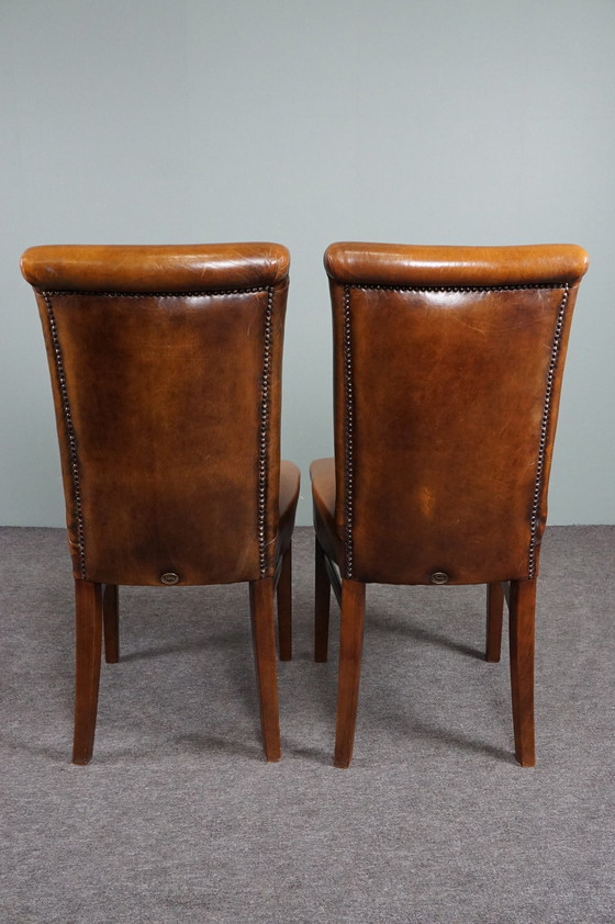 Image 1 of Set of 6 sheep leather dining room chairs