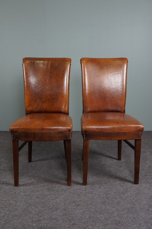 Set of 6 sheep leather dining room chairs