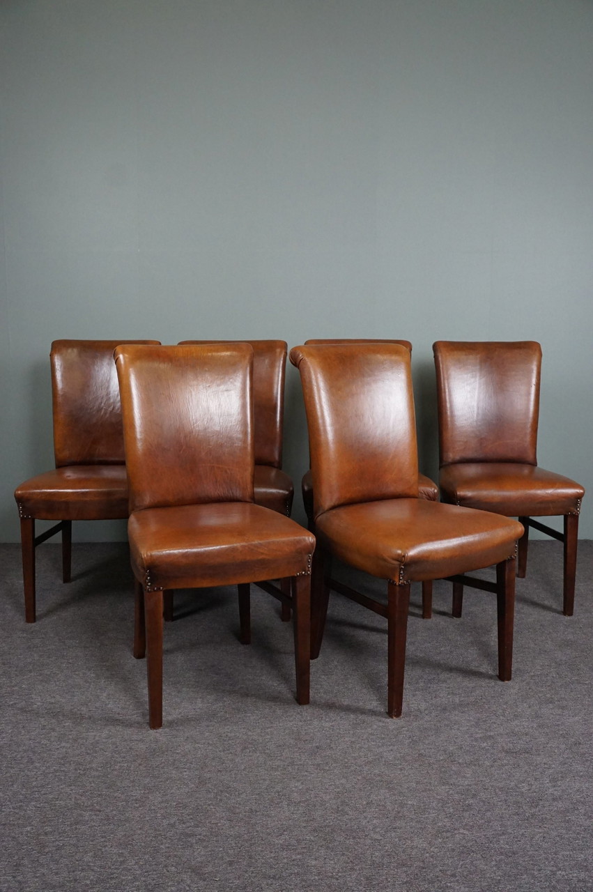 Set di 6 sedie da pranzo in pelle di pecora