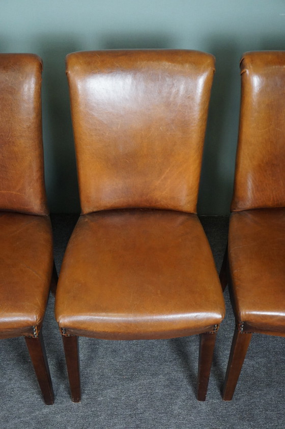 Image 1 of Set of 6 sheep leather dining room chairs