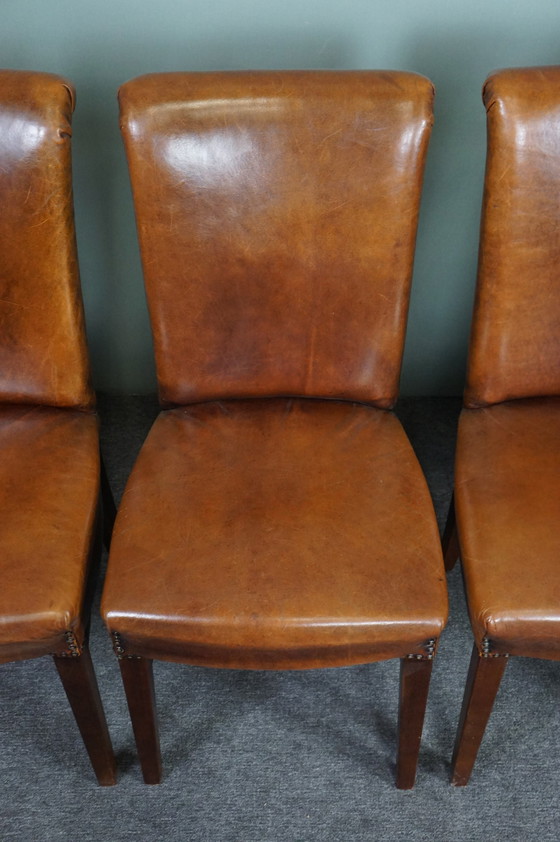 Image 1 of Set of 6 sheep leather dining room chairs