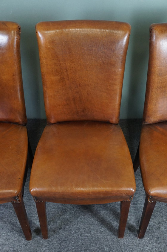 Image 1 of Set of 6 sheep leather dining room chairs