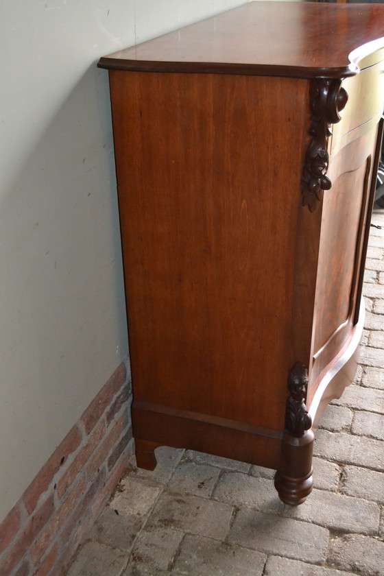 Image 1 of Antique Mahogany Wooden Biedermeier Maid's Cupboard