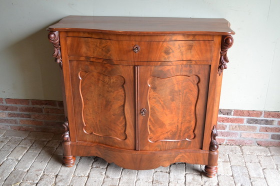 Image 1 of Antique Mahogany Wooden Biedermeier Maid's Cupboard