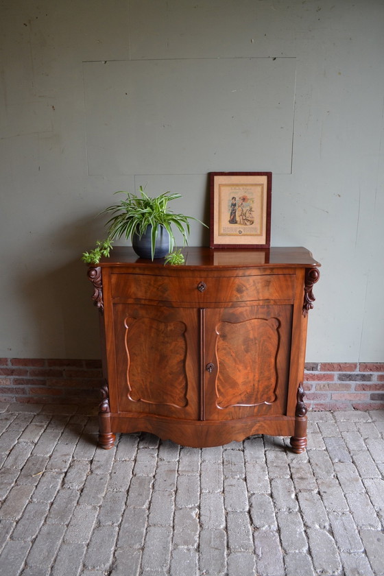 Image 1 of Antique Mahogany Wooden Biedermeier Maid's Cupboard