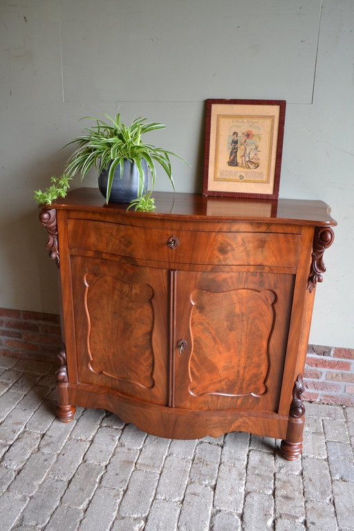 Antique Mahogany Wooden Biedermeier Maid's Cupboard