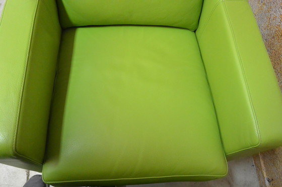 Image 1 of 2 green leather Leolux Antonia designer armchairs