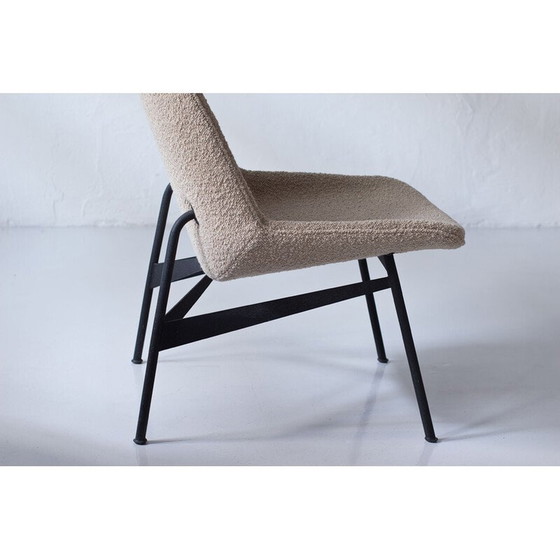 Image 1 of Pair of vintage armchairs in fabric and black lacquered steel by Hans-Harald Molander for Nordiska Kompaniet, Sweden 1950