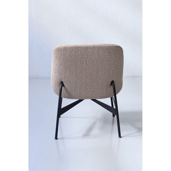 Image 1 of Pair of vintage armchairs in fabric and black lacquered steel by Hans-Harald Molander for Nordiska Kompaniet, Sweden 1950