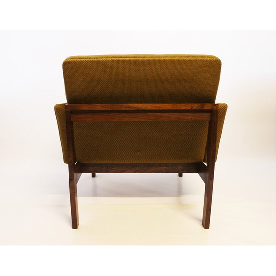 Image 1 of Coppia di poltrone Moduline vintage in tessuto verde scuro e palissandro di Ole Gjerlov Knudsen e Torben Lind